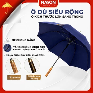 Ô dù che mưa nắng chống UV cao cấp tán siêu rộng 134cm G30 NASON UMBRELLA, tay cầm gỗ khắc tên theo yêu cầu