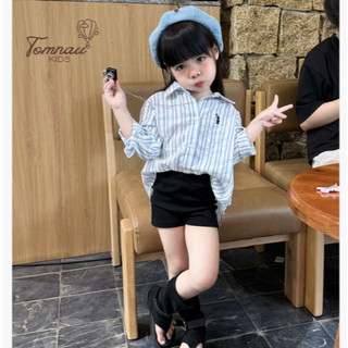 A902-[tomnaukids] Áo sơ mi Sọc thêu thỏ cho Mẹ và bé size từ 9-65Kg