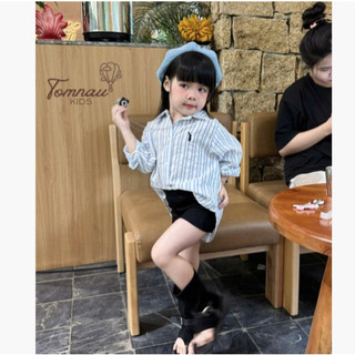 A902-[tomnaukids] Áo sơ mi Sọc thêu thỏ cho Mẹ và bé size từ 9-65Kg