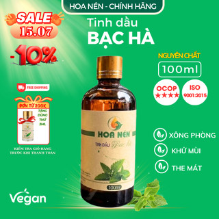 Tinh dầu Bạc Hà nguyên chất - Hoa Nén - Thơm mát, khử mùi, ẩm mốc, đuổi chuột  - 100ml