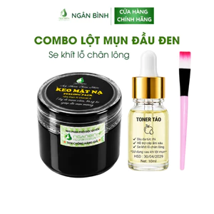 Combo lột mụn đầu đen mụn cám Ngân Bình tặng kèm toner táo 10ml và cọ quét se khít lỗ chân lông