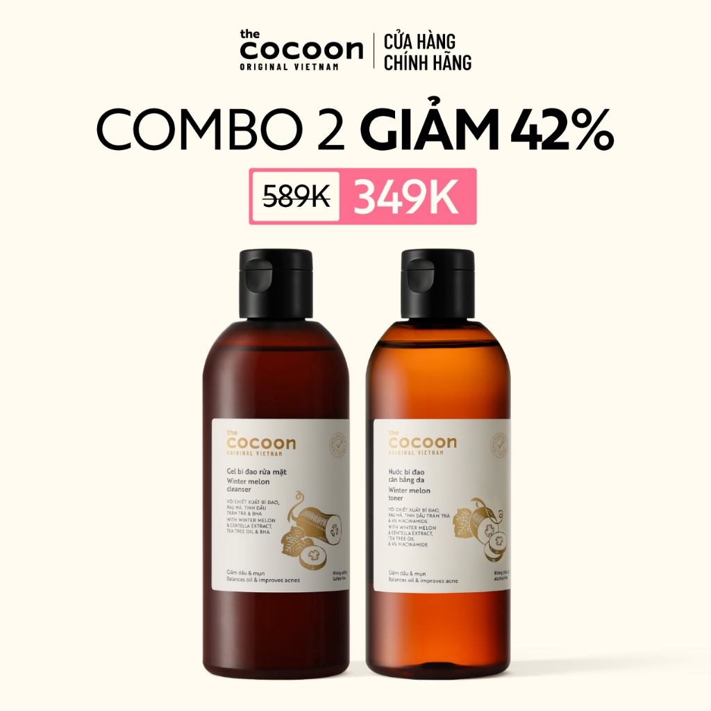 [MUA 2 GIẢM 42%] Combo 1 Gel bí đao rửa mặt Cocoon 310ml + 1 Nước bí đao cần bằng da Cocoon 310ml | BigBuy360 - bigbuy360.vn