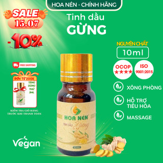 Tinh dầu Gừng nguyên chất - Hoa Nén - Hương nồng ấm, tăng đề kháng, ngâm chân -10ml