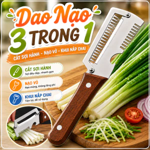 Dao Nạo Củ Quả 3 Trong 1, Dụng Cụ Bào Sợi, Gọt Vỏ, Mở Nắp Chai Đa Năng Lưỡi Thép Không Gỉ Sắc Bén