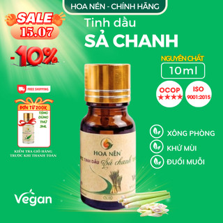 Tinh dầu Sả Chanh nguyên chất 10ml - Hoa Nén - Hương nồng ấm, kh.ử mùi, ẩm mốc, đuổi muỗi