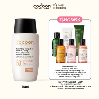 Sữa Chống Nắng Vô Cơ Sen Hậu Giang - Tone up Beige Cocoon 50ml