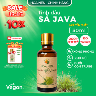 Tinh dầu Sả Java nguyên chất 30ml - Hoa Nén - Hương thơm mát, khử mùi, đuổi muỗi, côn trùng