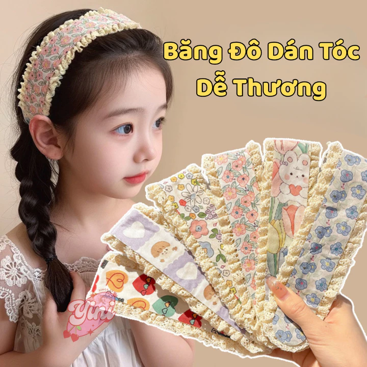 Miếng Dán Tóc Mái Nữ Kiểu Hàn Hoa Nhí Xinh Xắn, Băng Đô Giữ Tóc Gọn Gàng Khi Makeup Rửa Mặt