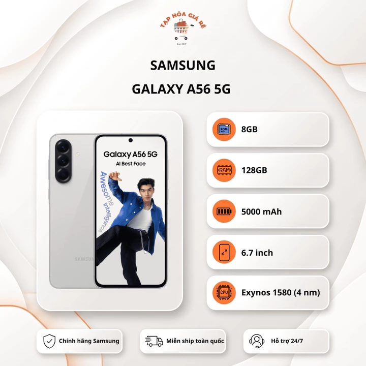 Điện Thoại Samsung Galaxy A56 5G (8GB - 128GB) - Hàng Chính Hãng, Nguyên Seal