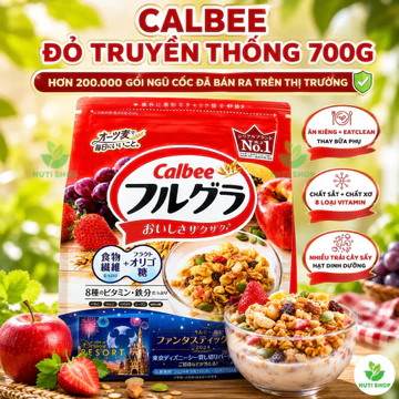 [BEST SELLING] Ngũ cốc Calbee Đỏ Nhật Bản Mix Sữa Chua Trái Cây Granola Ăn Sáng Ăn Kiêng Eat Clean