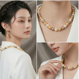 [N1053] Vòng Cổ, Chuỗi Hạt, Dây Chuyền Ngọc Nhân Tạo Mix Vàng Trắng Xám Sang Trọng Cho Nữ - DAISYN