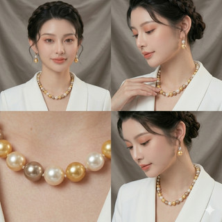 [N1053] Vòng Cổ, Chuỗi Hạt, Dây Chuyền Ngọc Nhân Tạo Mix Vàng Trắng Xám Sang Trọng Cho Nữ - DAISYN