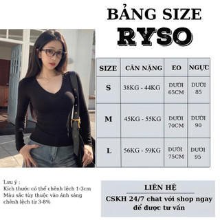 Áo Thun Tay Dài Cổ Tim Sexy Form Ôm Trơn Basic Chất Thun Borip Co Giãn Tôn Dáng TD15 RYSO STORE