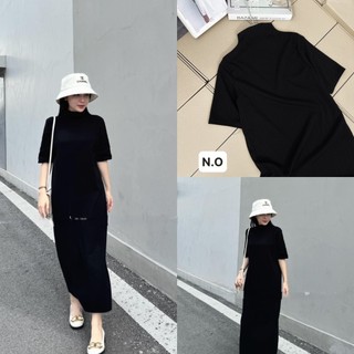 Đầm nữ,váy nữ liền thân cộc tay dáng dài cổ 3 phân chất len gân mềm mại form rộng tôn dáng siêu xinh D221 YuuMi Style