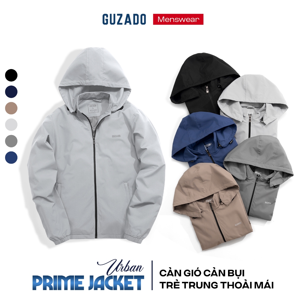 [TẶNG TẤT] Áo Khoác Gió Nam GUZADO 2 Lớp Gió Dày Dặn Cản Gió Cản Nước Giữ Ấm Tốt GAG15-GCKG25W001