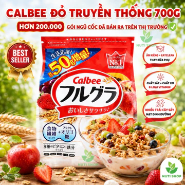 Ngũ cốc Calbee Đỏ Ăn Kiêng Giảm Cân Nhật Bản Mix Sữa Chua Trái Cây Granola Ăn Sáng 700G