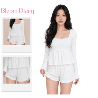[TẶNG TẤT] Set Bộ Đồ Mặc Nhà Baby Doll Áo Tay Dài Và Quần Đùi Chất Thun Cotton, Bộ Đồ Ngủ Nữ Thu Đông BD013
