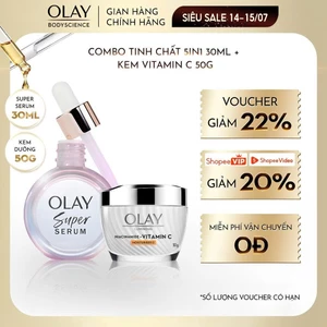 Combo Super Serum OLAY 5IN1 Chai 30ml + Kem Dưỡng Luminous Niacinamide & Vitamin C Mờ Thâm Dưỡng Sáng Da 50G
