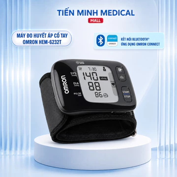 Máy đo huyết áp cổ tay OMRON HEM-6232T kết nối với ứng dụng Connect Bluetooth bảo hành 5 năm chính hãng
