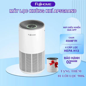 Máy lọc không khí FUJIHOME AP5GRAND kết nối Wifi thông minh, CADR 450m³/h phù hợp diện tích 35-50m2