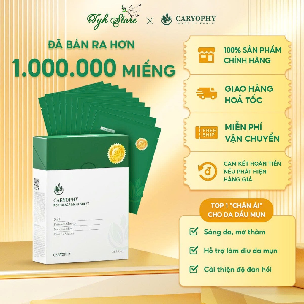 Mặt nạ giấy dưỡng da CARYOPHY 22g (Caryophy Portulaca Mask Sheet 22g)