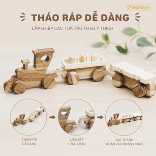 Tàu Hỏa Gỗ Tháo Ráp Cổ Điển An Toàn Cho Bé, Giúp Bé Khám Phá Trí Tuệ, Đồ Chơi Chàng Trai Gỗ