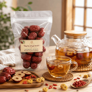 Táo Đỏ Sấy Khô 100g – Táo Đỏ Nguyên Trái, Ngọt Tự Nhiên, Ăn Liền, Pha Trà, Hầm Canh