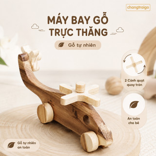 Máy bay trực thăng bằng gỗ, chất liệu gỗ tự nhiên cao cấp an toàn Chàng Trai Gỗ
