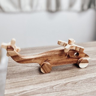 Máy bay trực thăng bằng gỗ, chất liệu gỗ tự nhiên cao cấp an toàn Chàng Trai Gỗ