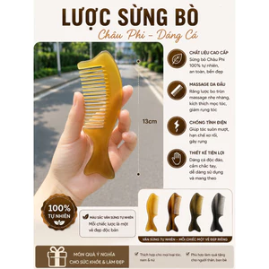 Lược Sừng Mini Dáng Con Cá 14cm | Handmade Cao Cấp – Nhỏ Gọn Bỏ Túi, Massage Da Đầu, Giảm Gãy Rụng