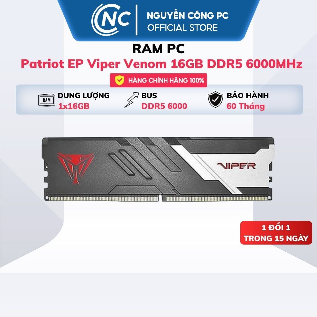 RAM Patriot EP Viper Venom 16GB DDR5 6000MHz (LGA1700 - AM5) - BH 60 tháng | BigBuy360 - bigbuy360.vn