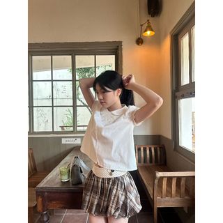 𝐂𝐨𝐨𝐤𝐢𝐞 𝐓𝐨𝐩 - Áo sơ mi nữ cổ sen tay phồng thiết kế phối nút tà xéo nhien.official NAS00017