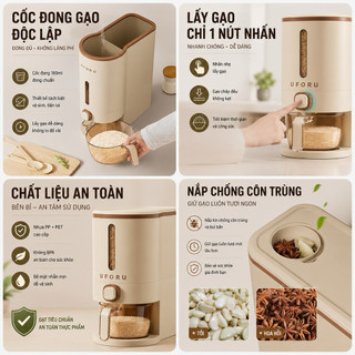 Thùng đựng gạo nút bấm tự động lấy gạo chống ẩm chống côn trùng