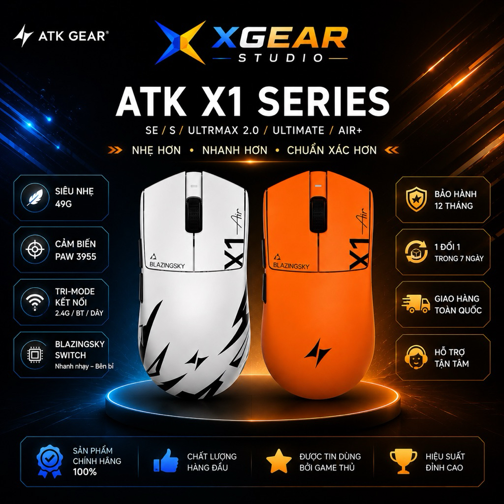 🔥 Chuột Gaming Không Dây Siêu Nhẹ ATK X1 Air – PAW3955Master
