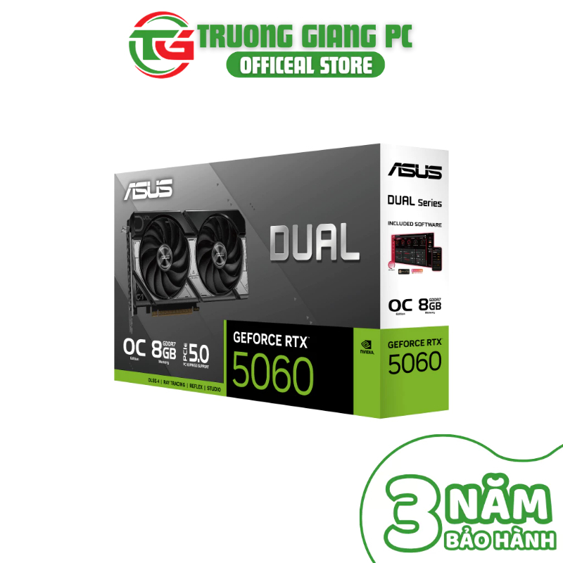 [SẢN PHẨM FULL VAT] VGA Card màn hình Asus GeForce RTX 5060 DUAL OC 8GB - BẢO HÀNH CHÍNH HÃNG 36 THÁNG | BigBuy360 - bigbuy360.vn