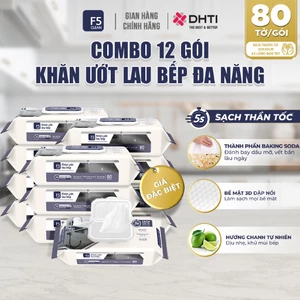 COMBO Khăn ướt lau bếp 80 tờ F5 Clean sạch mùi bếp khó chịu, an toàn cho da tay và không để lại chất tồn dư