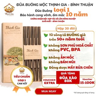 (Vỉ 30 đôi) Đũa Buông Cao Cấp Thịnh Gia - 100% Tự Nhiên Không Sơn Phủ Không Ẩm Mốc Không Bám Mùi Dùng Được Máy Rửa Chén