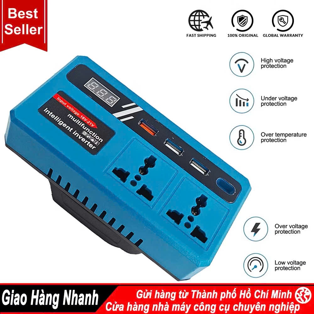 [NEW2026] Đế Chuyển Đổi Nguồn Điện Chuyển Từ Pin 21v Lên 110 – 220v, Chân Pin Phổ Thông 4cm