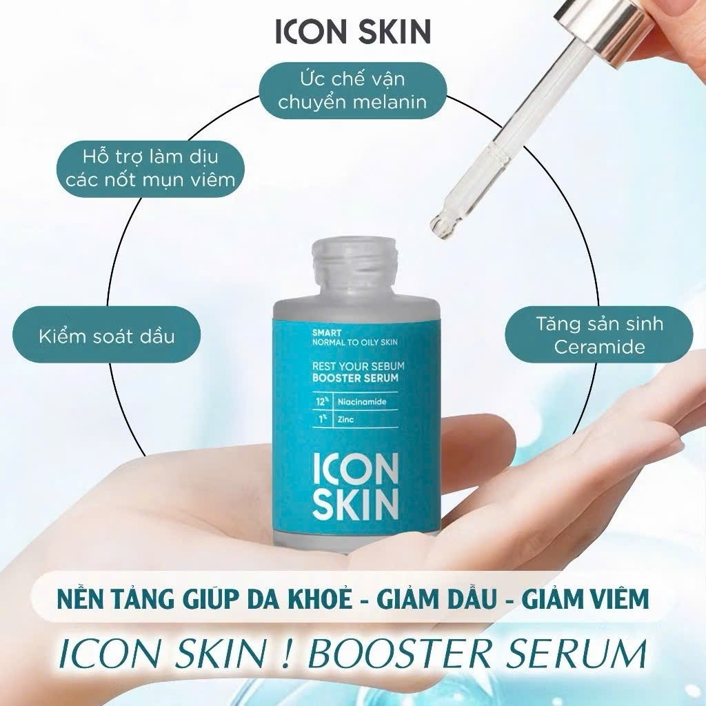 [Đại lý chính hãng] Serum Niacinamide 12% Icon Skin Rest Your Serum 30ml |  Giảm dầu, cải thiện lỗ chân lông và thâm mụn