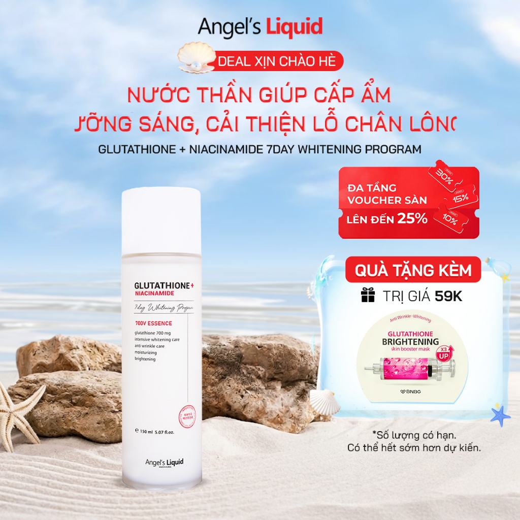 Nước Thần Dưỡng Trắng Se Khít Lỗ Chân Lông Angel's Liquid Glutathione +Niacinamide 700 Essence 150ml