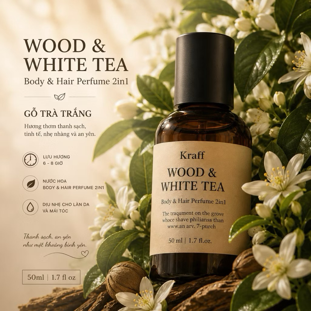 NƯỚC HOA WOOD & WHITE TEA (Unisex) -  GỖ TRÀ TRẮNG THANH LỊCH QUYẾN RŨ | BigBuy360 - bigbuy360.vn