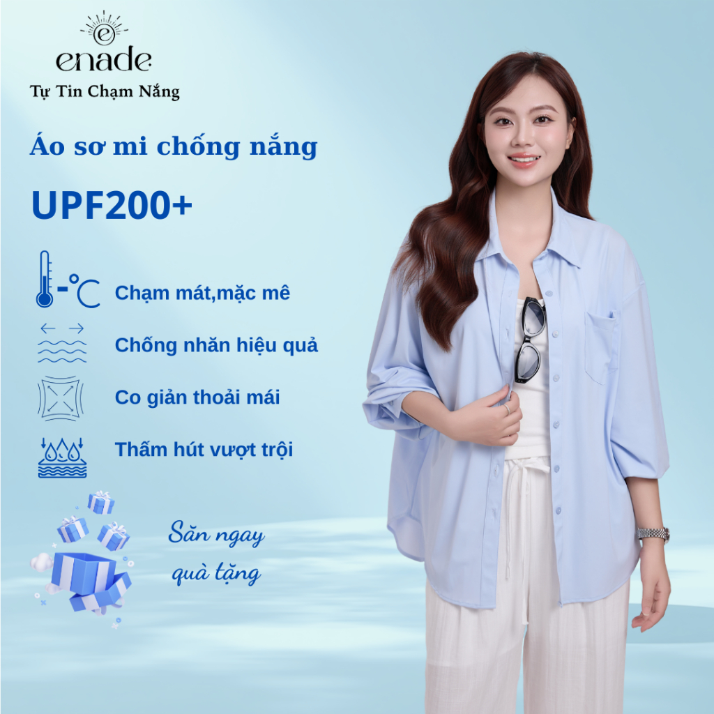 Áo Sơ Mi Chống Nắng Enade UPF200+,Công Nghệ Cool Wel-Mát Lạnh Tức Thì,Chống Nhăn Bền Bỉ | BigBuy360 - bigbuy360.vn