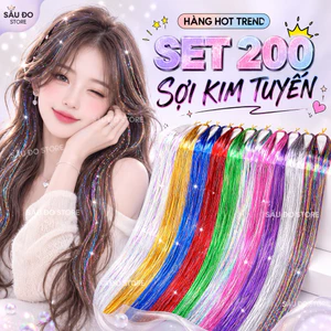 SET 200 SỢI LINE KIM TUYẾN GẢY LIGHT/ TÓC KẸP MÀU LẤP LÁNH