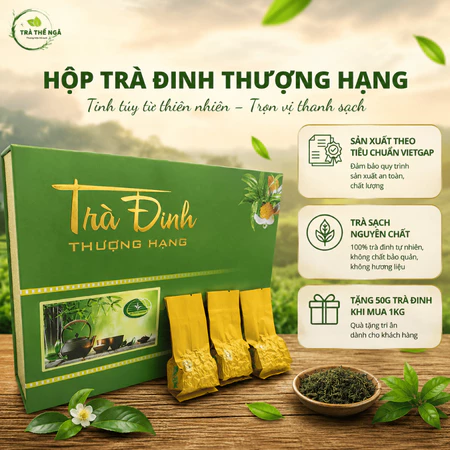 Hộp Trà Đinh Thượng Hạng Thái Nguyên Thể Ngà - Trà Tân Cương Sạch Hữu Cơ Thanh Khiết