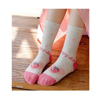 [ 1-9 tuổi ] Set 5 đôi tất bé gái Dâu hồng dễ thương cho bé