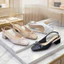 Giày cao gót bít mũi 3 phân đế vuông Annmodels kiểu dáng slingback phối nơ nhí sang trọng-Min3004NC