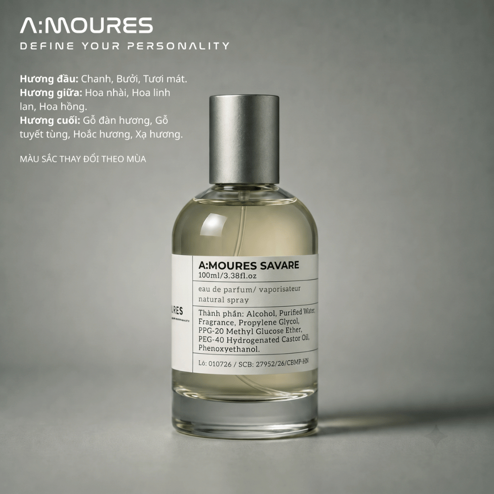 Nước Hoa Nam A:moures Savare Nguyên Liệu Nhập Khẩu Hương Thơm, Lôi Cuốn, Dạng Xịt 30ml và 100ml