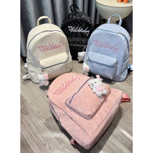 Balo Da Nhung in Chấm Bi Cdiktod Đi Học Size 40 Tặng Kèm Móc Charm Kitty Dễ Thương Cho Học Sinh Sinh Viên