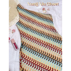 NUNG NIU Sẵn XXS (Lùi 1sz) Đầm Ôm Body Lệt Vai Vải Dệt Kim Phong Cách Retro Mùa Hè