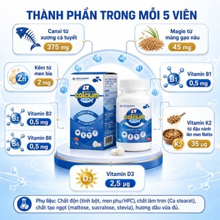 [CÓ TEM TÍCH ĐIỂM - HOẢ TỐC] Canxi Cá Tuyết lọ 100 viên Cod Fish Calcium, viên uống vị dâu có thể nhai - Hàng chính hãng